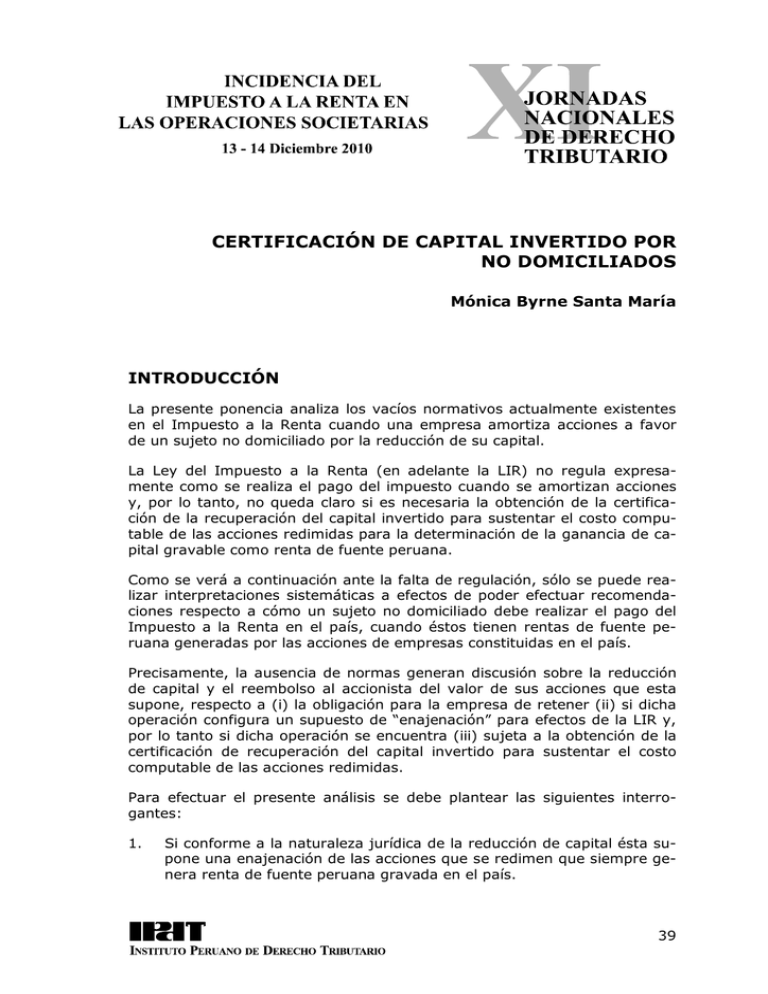 Certificaci N De Capital Invertido Por No Domiciliados