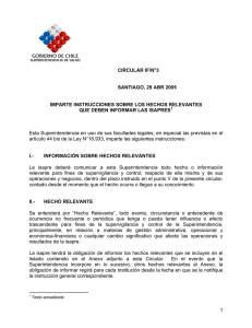 CIRCULAR IF/N&deg;3 SANTIAGO, 29 ABR 2005 IMPARTE INSTRUCCIONES SOBRE LOS HECHOS RELEVANTES