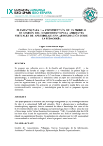 Elementos para la construcción de un modelo de gestión del conocimiento para ambientes virtuales de aprendizaje: una aproximación desde la pedagogía