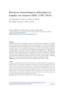 Recursos terminológicos elaborados en España: los tesauros ISOC (1987-2010).