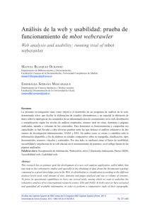 An&aacute;lisis de la web y usabilidad: prueba de funcionamiento de "mbot webcrawler"