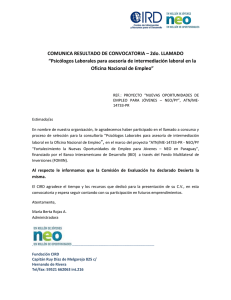 COMUNICA RESULTADO DE CONVOCATORIA – 2do. LLAMADO