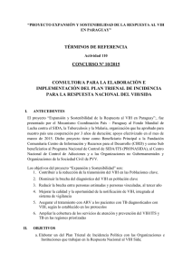 LLAMADO A CONCURSO N 10/2015 - CONSULTOR/A PARA LA ELABORACI N E IMPLEMENTACI N DEL PLAN TRIENAL DE INCIDENCIA PARA LA RESPUESTA NACIONAL DEL VIH/SIDA