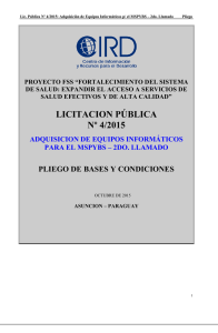 Pliego LP 4-2015 Equipos Inform ticos para el MSPYBS - 2DO LLAMADO