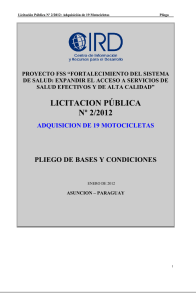 LICITACION P BLICA N 2/2012: ADQUISICION DE 19 MOTOCICLETAS.