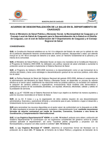 ACUERDO DE DESCENTRALIZACIÓN DE LA SALUD EN EL DEPARTAMENTO DE CAAGUAZÚ