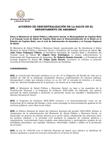 ACUERDO DE DESCENTRALIZACIÓN DE LA SALUD EN EL DEPARTAMENTO DE AMAMBAY
