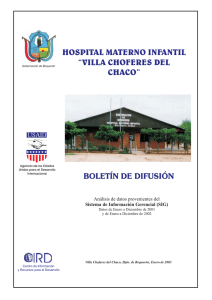 HOSPITAL MATERNO INFANTIL “VILLA CHOFERES DEL CHACO” BOLETÍN DE DIFUSIÓN