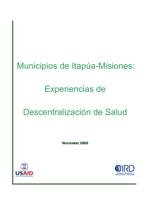 Municipios de Itapúa-Misiones:  Experiencias de Descentralización de Salud
