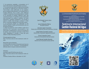 Seminario internacional - Gestión racional del agua como palanca del desarrollo sustentable (Registro de ponencias: 28/abril/2014)