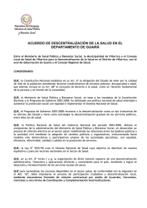 ACUERDO DE DESCENTRALIZACIÓN DE LA SALUD EN EL DEPARTAMENTO DE GUAIRÁ