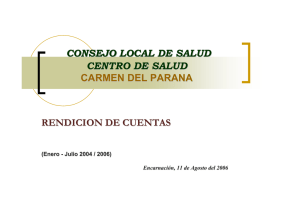CONSEJO LOCAL DE SALUD CENTRO DE SALUD CARMEN DEL PARANA RENDICION DE CUENTAS