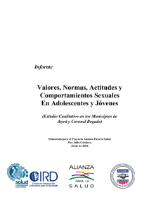 Valores, Normas, Actitudes y Comportamientos Sexuales En Adolescentes y J&oacute;venes