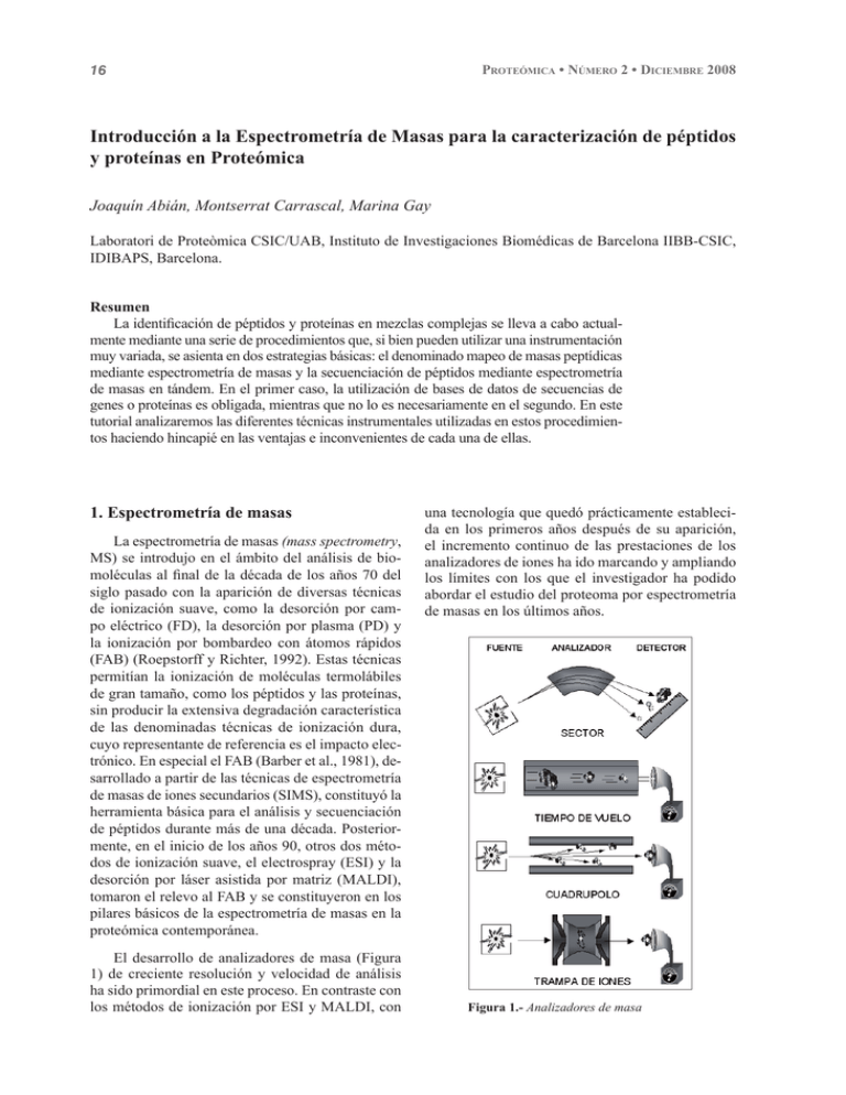 Introducción a la Espectrometría de Masas para la caracterización de ...