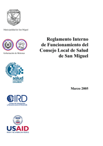 Reglamento Interno de Funcionamiento del Consejo Local de Salud de San Miguel