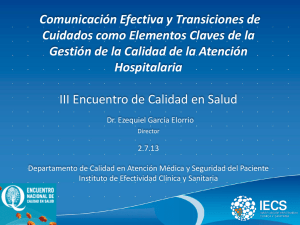 Ir a Comunicación efectiva y transiciones de cuidados como elementos claves de la Gestión de Calidad de la Atención Hospitalaria