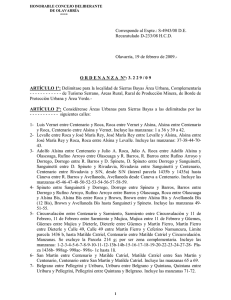 •Ordenanza Nº 3229/09: Delimitación áreas para la localidad de Sierras Bayas, Urbana, Complementaria, de Turismo Serrano, Rural, Rural de Producción Minera, de Borde de Protección Urbana y Área Verde.