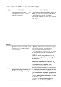 criterios de evaluación de INGLÉS PRIMER CICLO