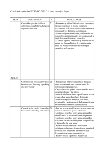 criterios de evaluación de INGLÉS SEGUNDO CICLO