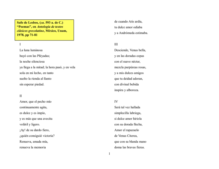 Poemas de Safo de Lesbos