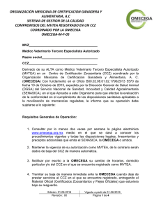Compromisos del MVTEA Registrado en un CCZ coordinado por la OMECEGA (OMECEGA-M-F-05 )
