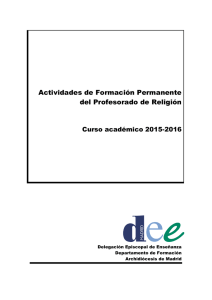 Actividades de Formación Permanente del Profesorado de Religión  Curso académico 2015-2016