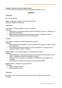 14 y 15 de abril. Centro Cultural Parque de España... “Rosario, hacia una ciudad lectora”. Coloquio: Rosario, hacia una ciudad lectora