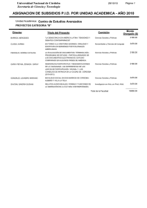 ASIGNACION DE SUBSIDIOS P.I.D. POR UNIDAD ACADEMICA - AÑO 2010