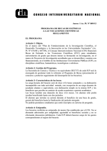 Anexo  I Ac. Pl. Nº 809/12 A LAS VOCACIONES CIENTÍFICAS REGLAMENTO