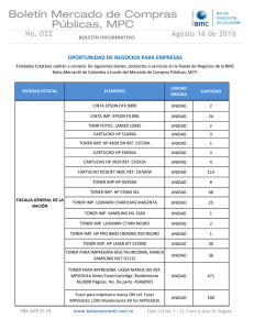 BOLETIN MCP 22 -OPORTUNIDADES DE NEGOCIOS PARA EMPRESAS - Agosto 16 de 2016