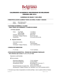 CALENDARIO ACADEMICO UNIVERSIDAD DE BELGRANO PERIODO AÑO 2014