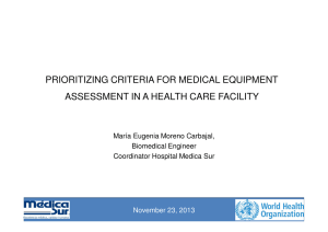Prioritizing criteria for medical equipment assement in a health care facility pdf, 391kb
