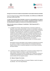 viernes Entrega de los Premios de la Cátedra de Emprendedores Universidad... del Parque Científico (Sala P207).