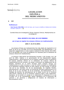 Royal Decree 223/2004, of 6 February, regulating clinical trials with medicinal products