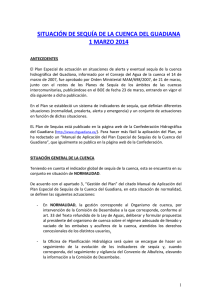 SITUACIÓN DE SEQUÍA DE LA CUENCA DEL GUADIANA 1 MARZO 2014