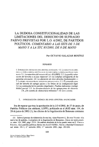 LA DUDOSA CONSTITUCIONALIDAD DE LAS LIMITACIONES DEL DERECHO DE SUFRAGIO