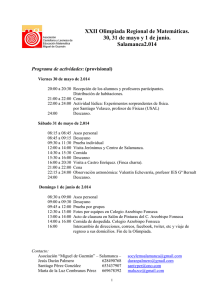 XXII Olimpiada Regional de Matemáticas. Salamanca2.014 Programa de actividades