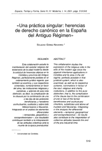 «Una práctica singular: herencias de derecho canónico en la España