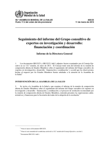 Seguimiento del informe del Grupo consultivo de expertos en investigación y desarrollo: financiación y coordinación (A66/23)