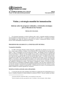 Informe sobre los progresos realizados en materia de inmunización