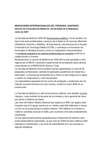 MIGRACIONES INTERNACIONALES DEL PERSONAL SANITARIO. Informe de la Facultad de Medicina. Universidad de la República.