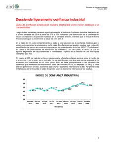 Desciende ligeramente confianza industrial