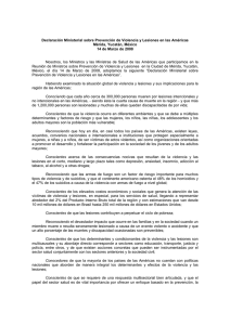 Ministerial Declaration on Violence and Injury Prevention in the Americas - Spanish [pdf 79kb]
