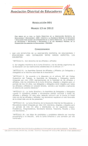 Resolución 001 Marzo 13 de 2012 convocatoria a elecciones ADE