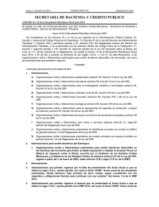 Publicación del día 17 de junio de 2013 en el DOF, donde aparece el INEDIM como Donataria Autorizada. (Página 91)