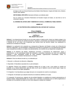 Ley de Protección a Migrantes del Estado de Tlaxcala.