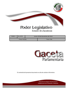 Jueves, 08 de Noviembre del 2012 Dirección de Apoyo Parlamentario