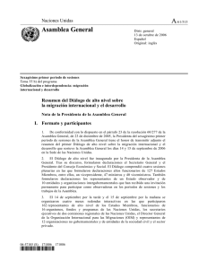 Resumen del Diálogo de alto nivel sobre la migración internacional y el desarrollo (A/61/515)