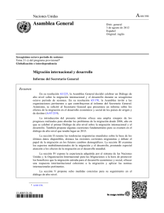 Migración internacional y desarrollo. Informe del Secretario General: 3 de agosto de 2012