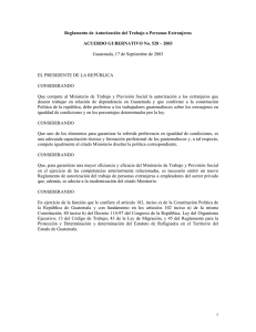 Acuerdo Gubernativo N° 528 - Reglamento de Autorización del Trabajo de personas extranjeras a Empleadores del Sector Privado (2003)